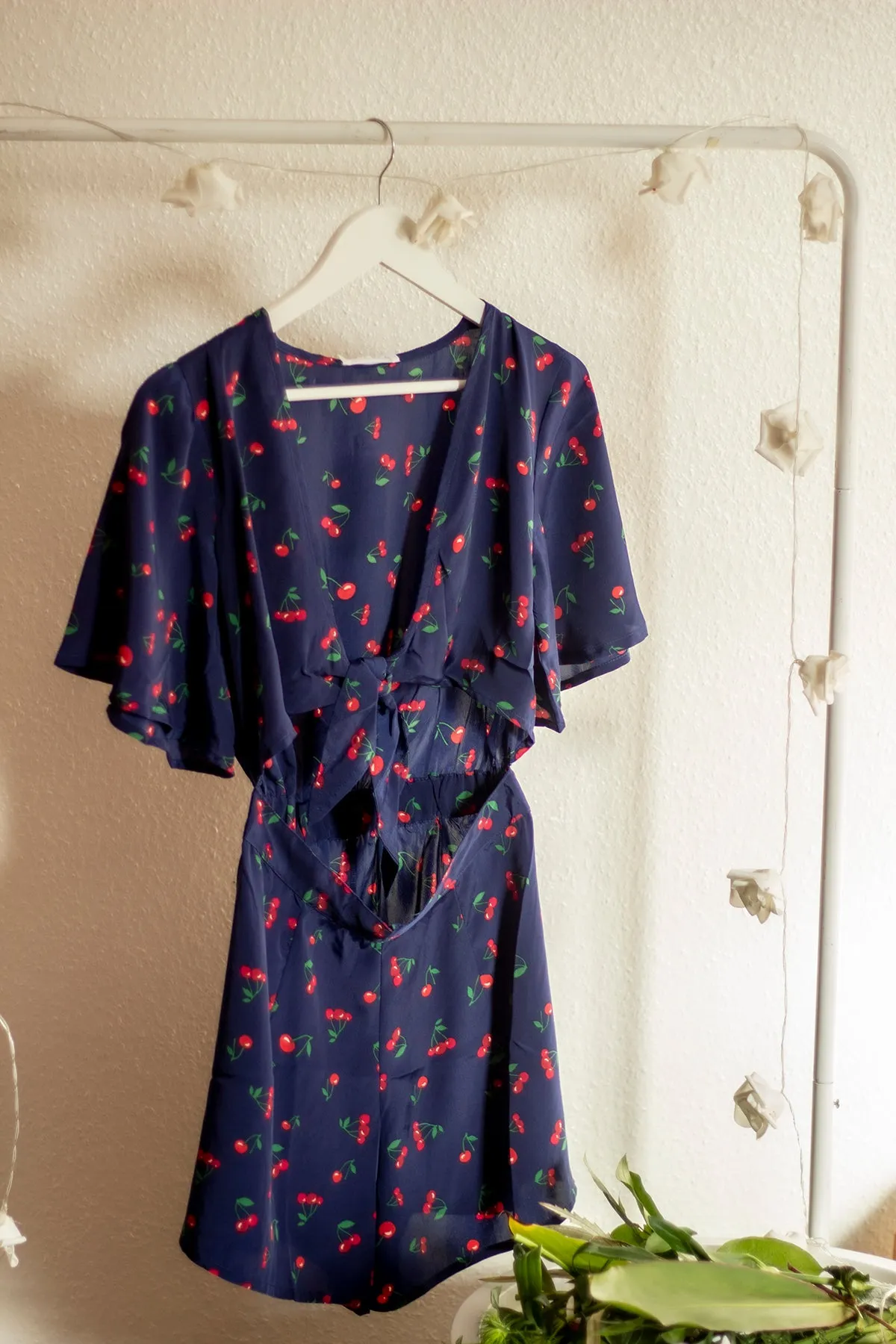 Tie Front Cherry Print Playsuit
