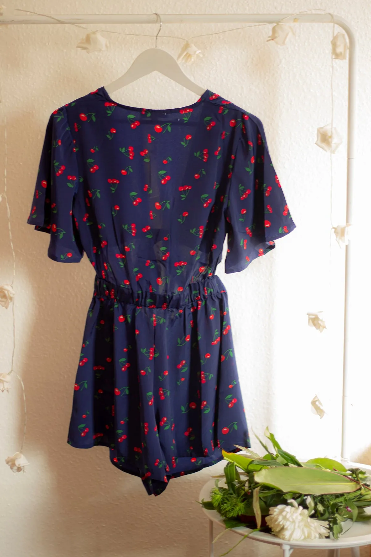 Tie Front Cherry Print Playsuit