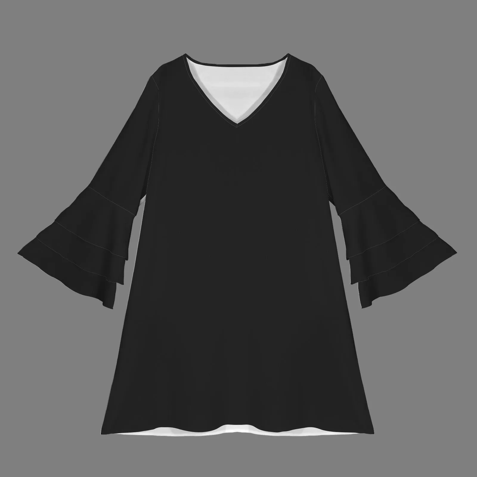 V-neck layered flare sleeved dress