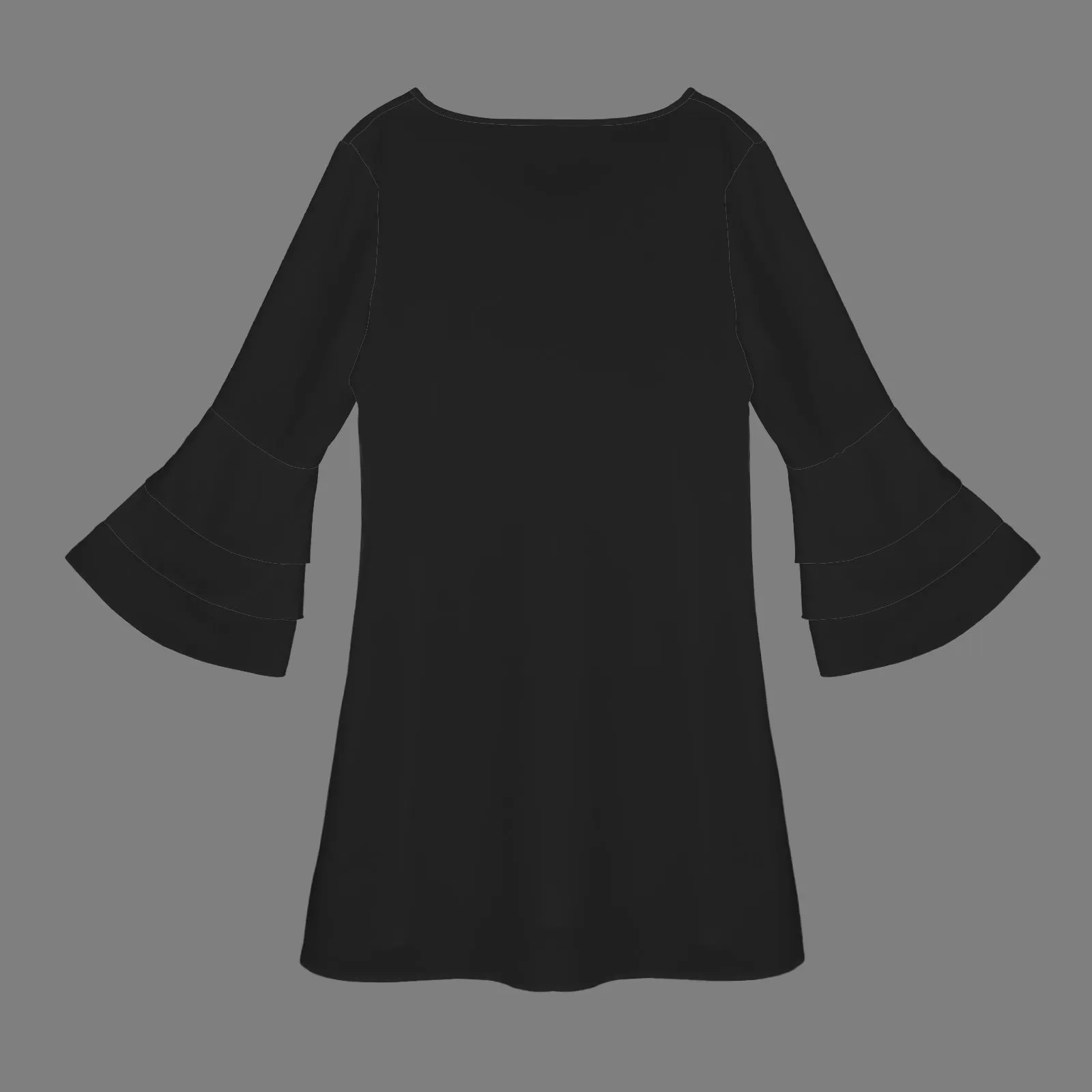 V-neck layered flare sleeved dress