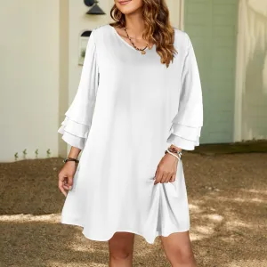 V-neck layered flare sleeved dress