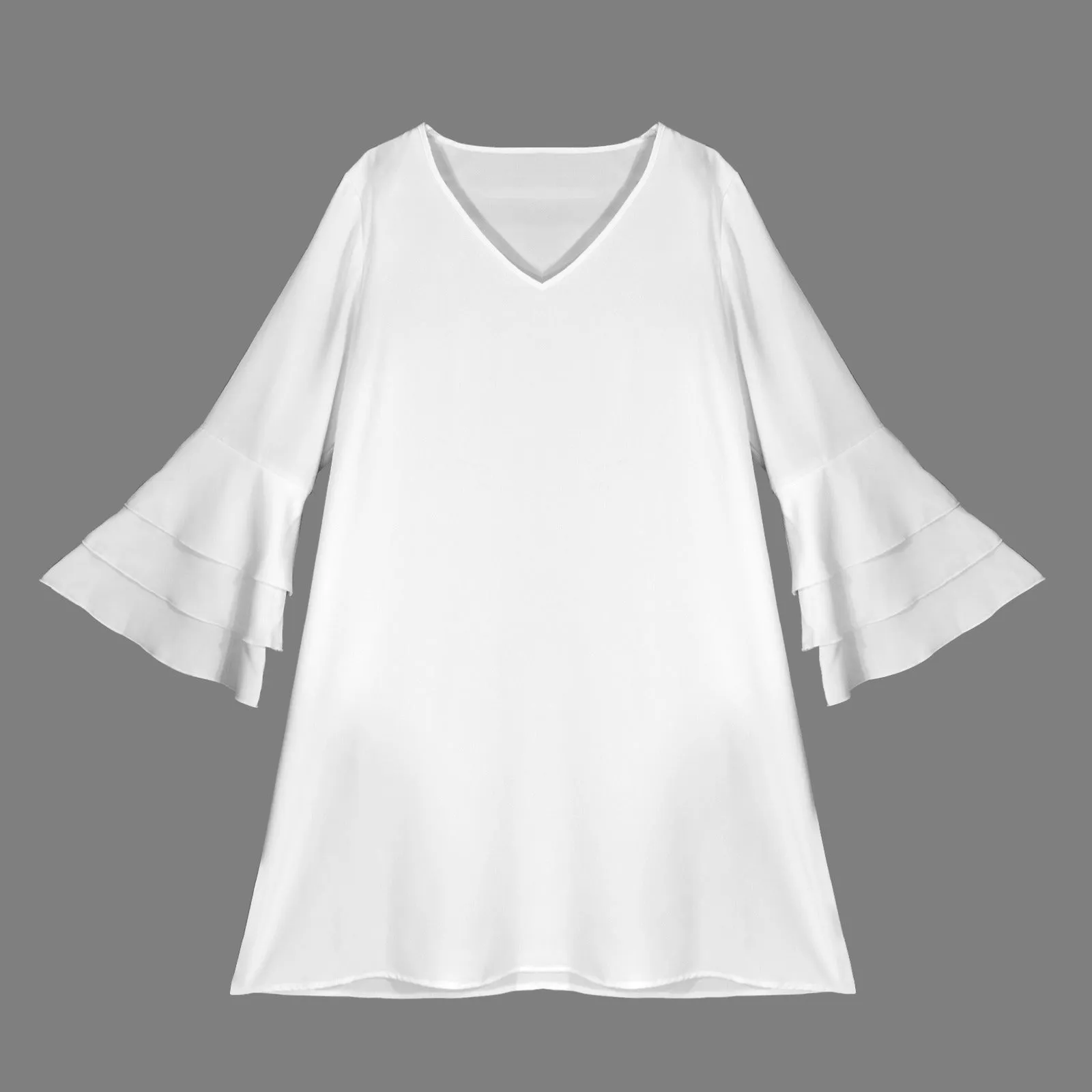 V-neck layered flare sleeved dress