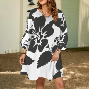V-neck layered flare sleeved dress