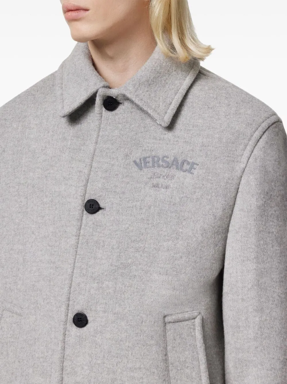 VERSACE Heavy Wool Blouson with Embroidered Details