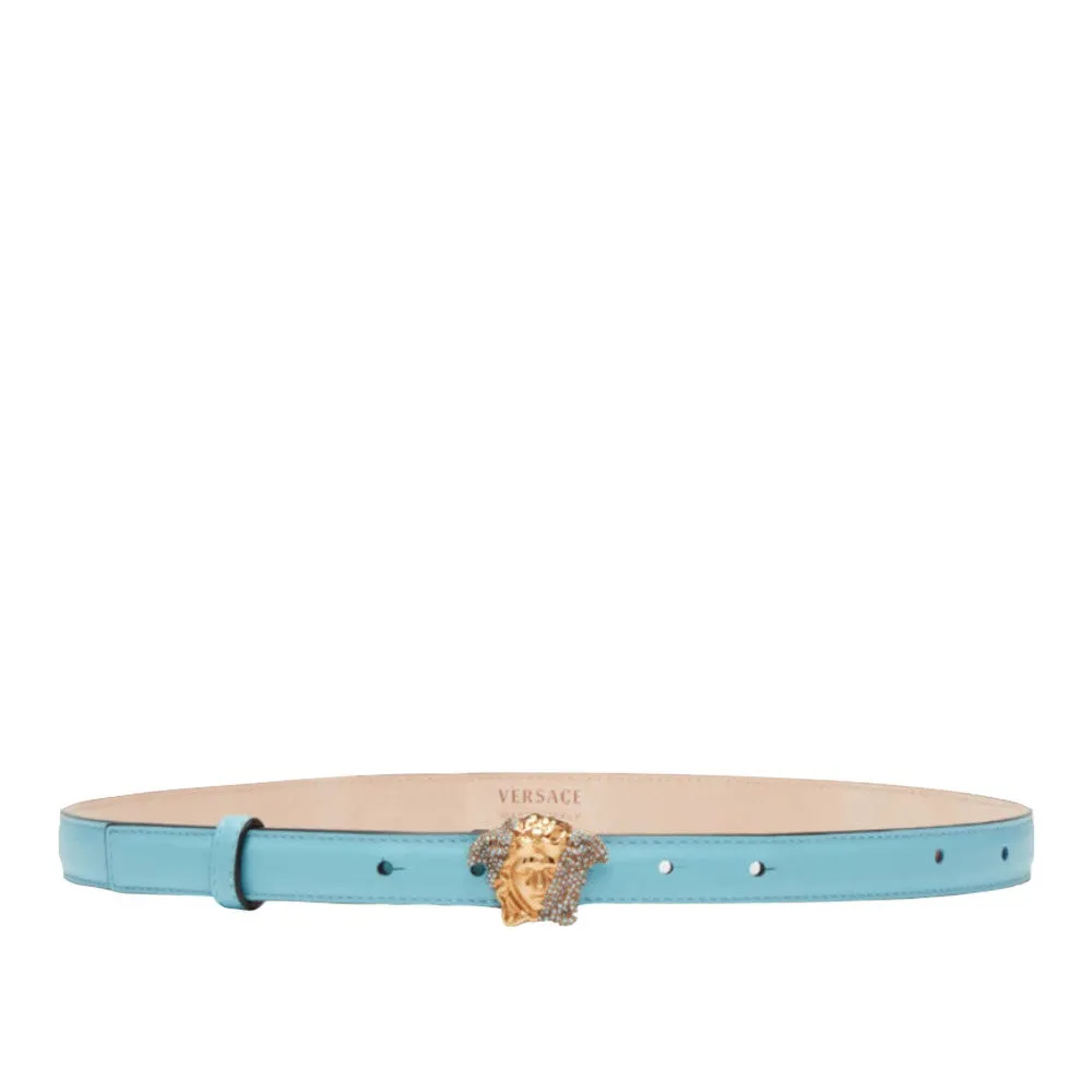 VERSACE LA MEDUSA CRYSTAL LEATHER BELT SPLASH-ORO