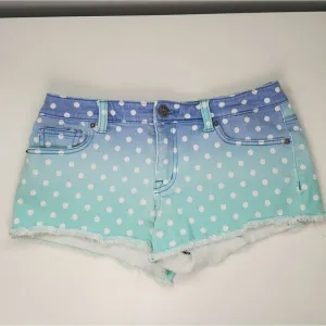Victoria's Secret 2 Boyfriend Shorts Low Rise Blue Ombre Polka Dot Frayed Hem