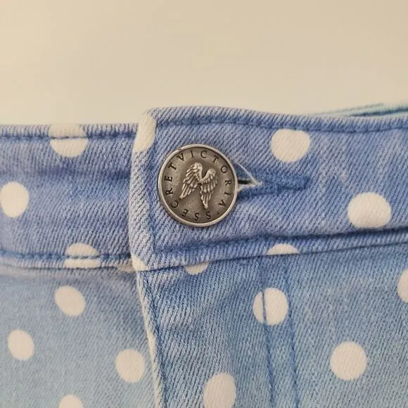 Victoria's Secret 2 Boyfriend Shorts Low Rise Blue Ombre Polka Dot Frayed Hem