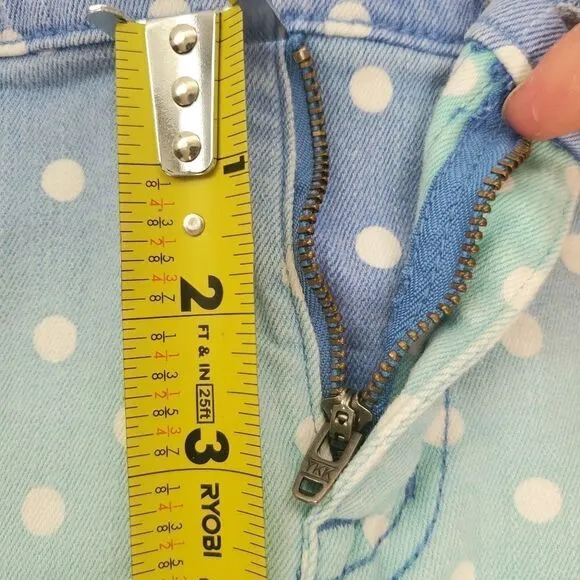 Victoria's Secret 2 Boyfriend Shorts Low Rise Blue Ombre Polka Dot Frayed Hem
