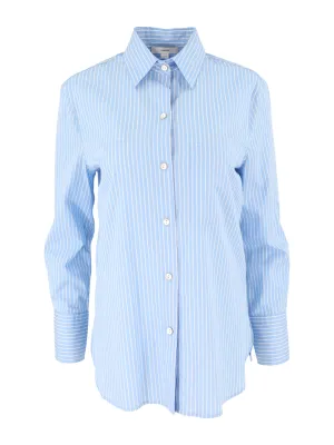 Vince Relaxed Straight Shirt in Sky Blue/Off White