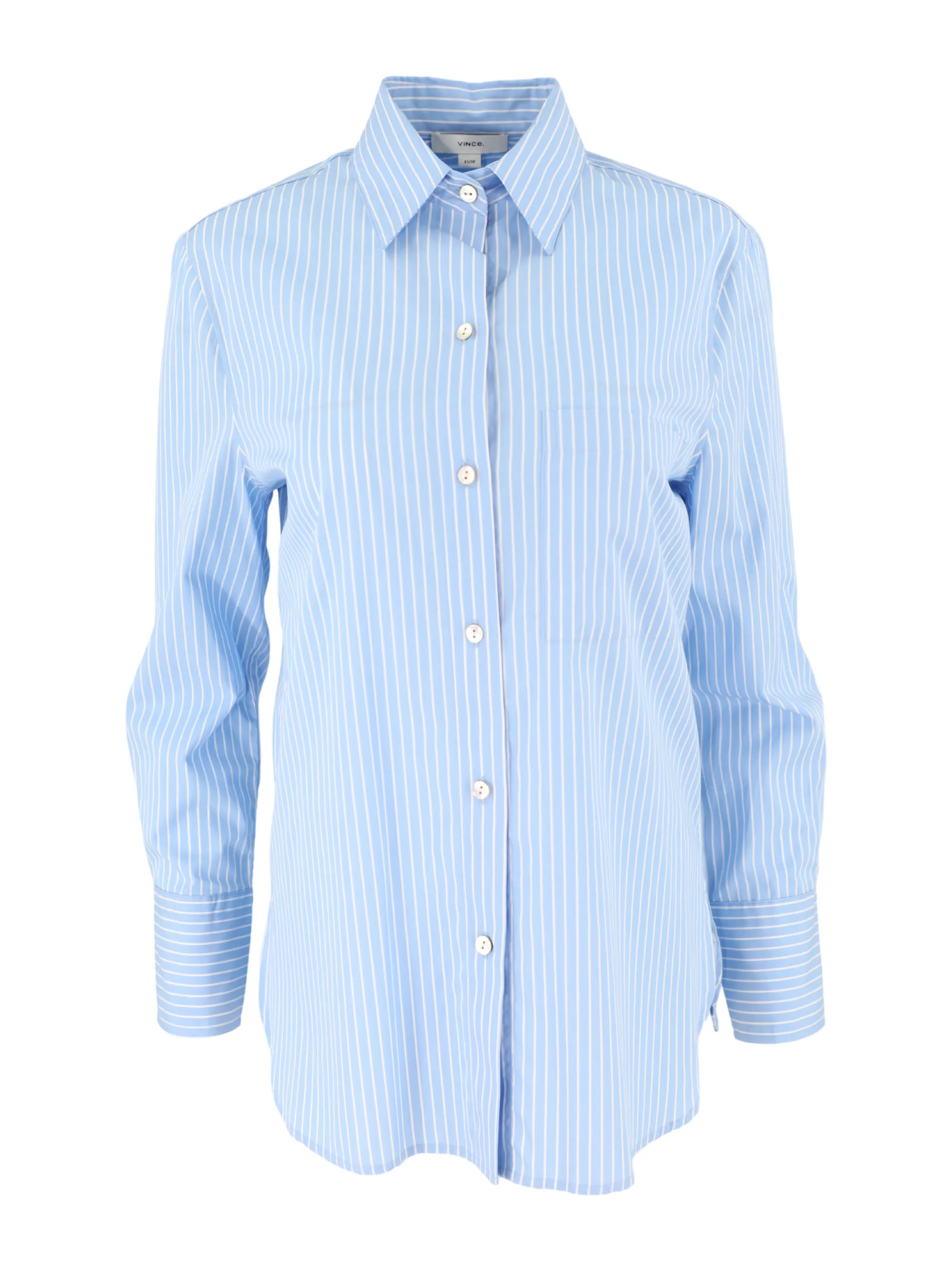 Vince Relaxed Straight Shirt in Sky Blue/Off White