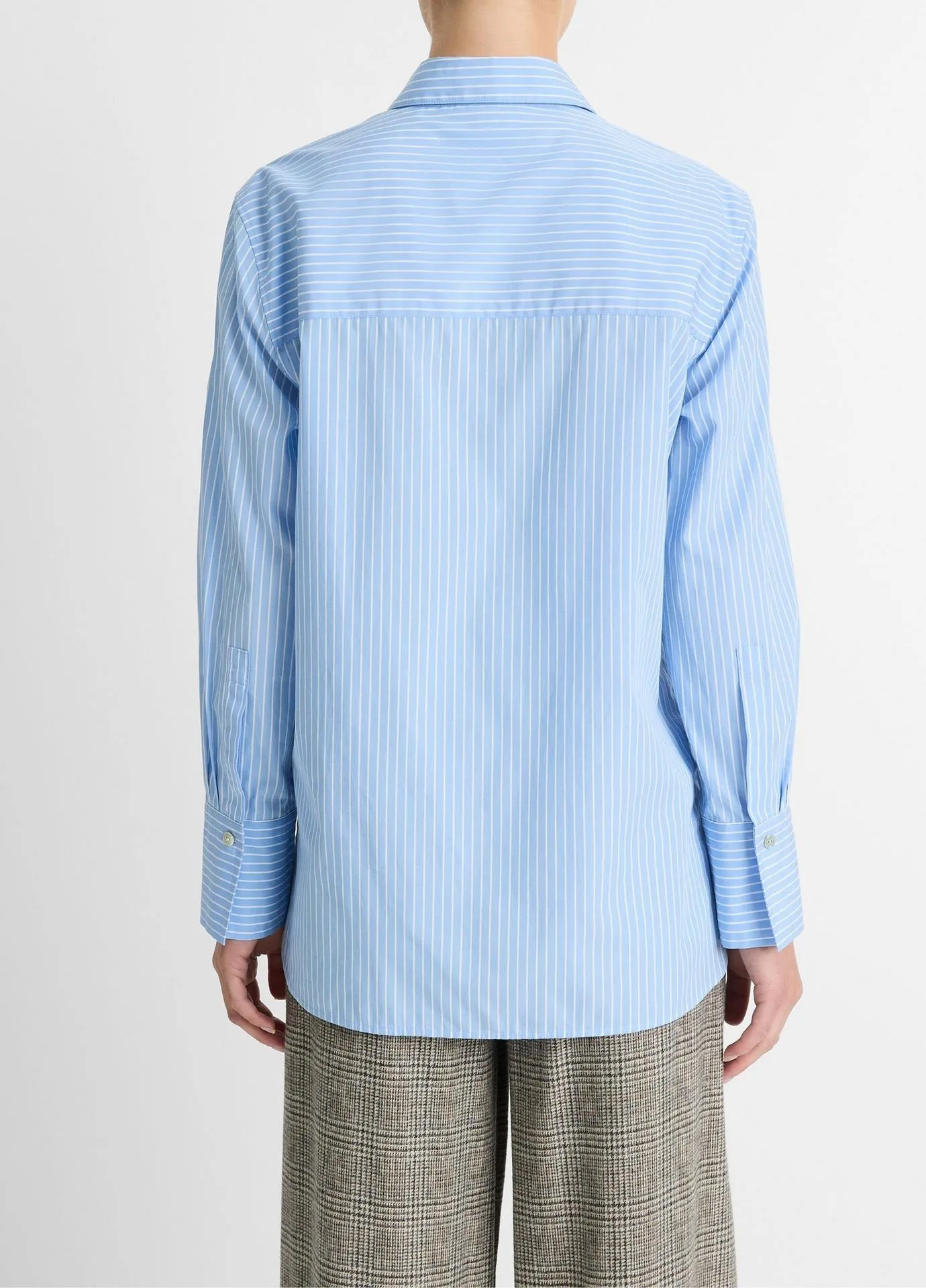 Vince Relaxed Straight Shirt in Sky Blue/Off White