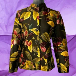 Vintage Linda Allard Ellen Tracy blackberry botanical print well made silk wool