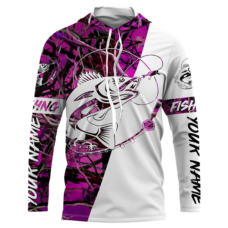 Walleye Custom Fishing Shirts, Walleye women's Fishing apparel fishing gifts | pink camo IPHW3598