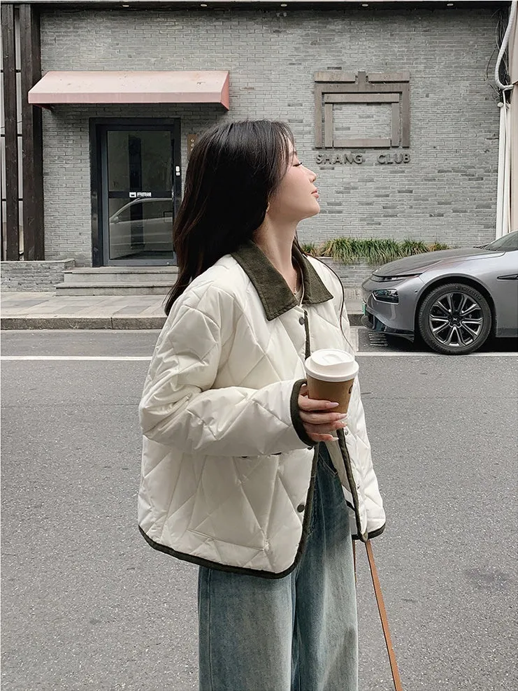 Water-Resistant Windproof Puffer Jacket for Women with Large Pockets