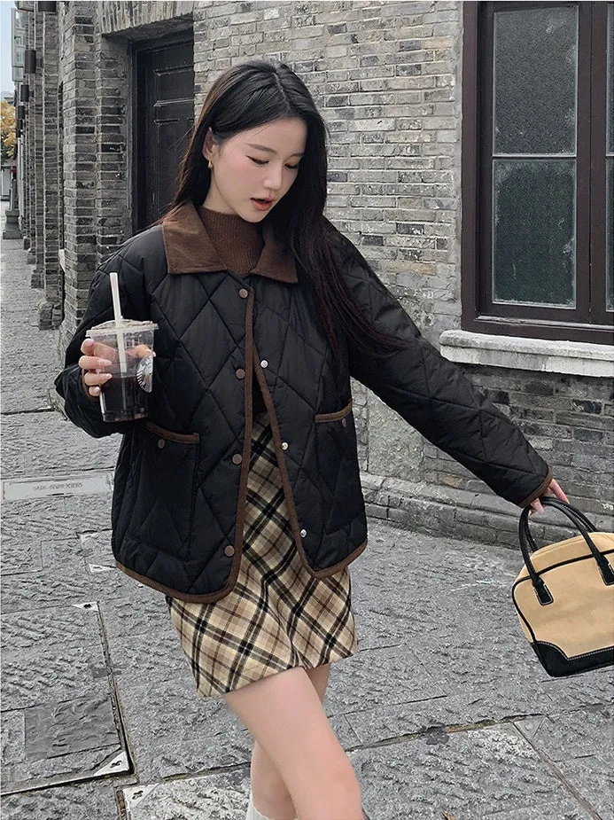 Water-Resistant Windproof Puffer Jacket for Women with Large Pockets