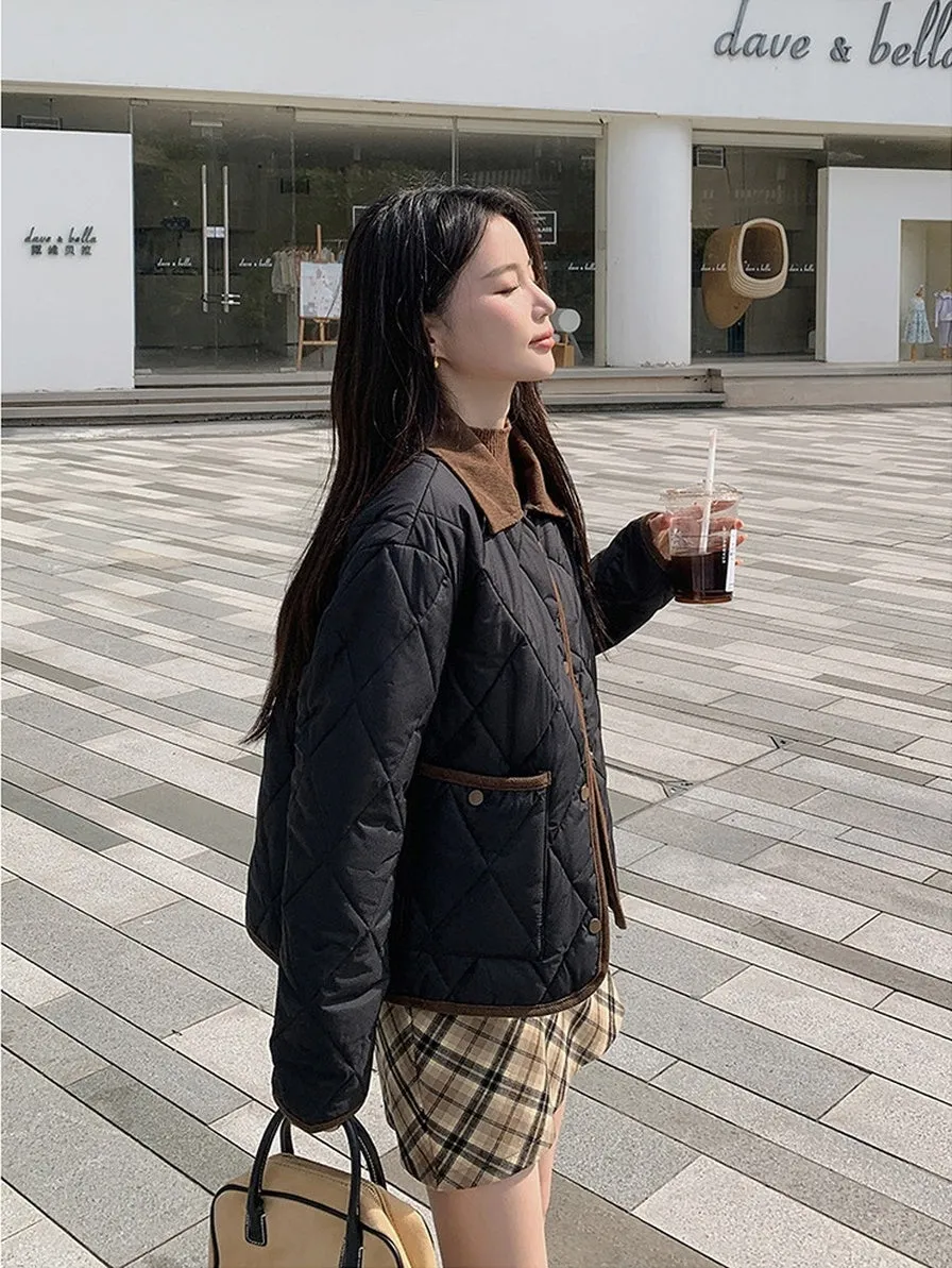 Water-Resistant Windproof Puffer Jacket for Women with Large Pockets