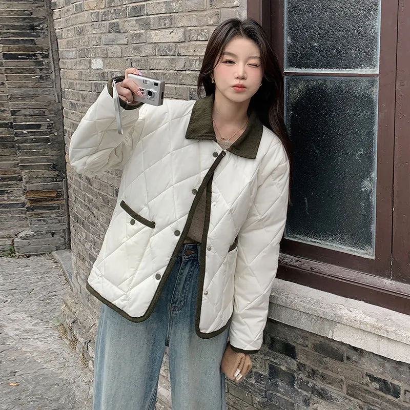 Water-Resistant Windproof Puffer Jacket for Women with Large Pockets