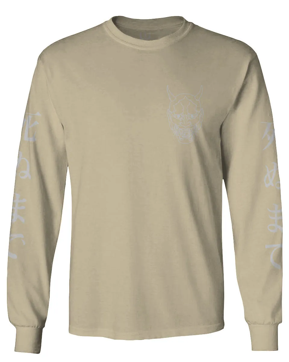 White Demon Hannya Graphic Traditional Japanese Till Death Vibes Anime mens Long sleeve t shirt