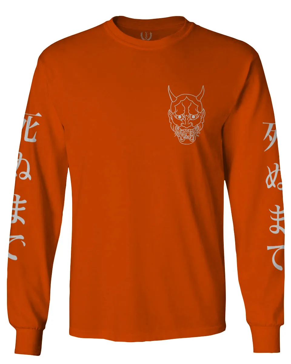 White Demon Hannya Graphic Traditional Japanese Till Death Vibes Anime mens Long sleeve t shirt