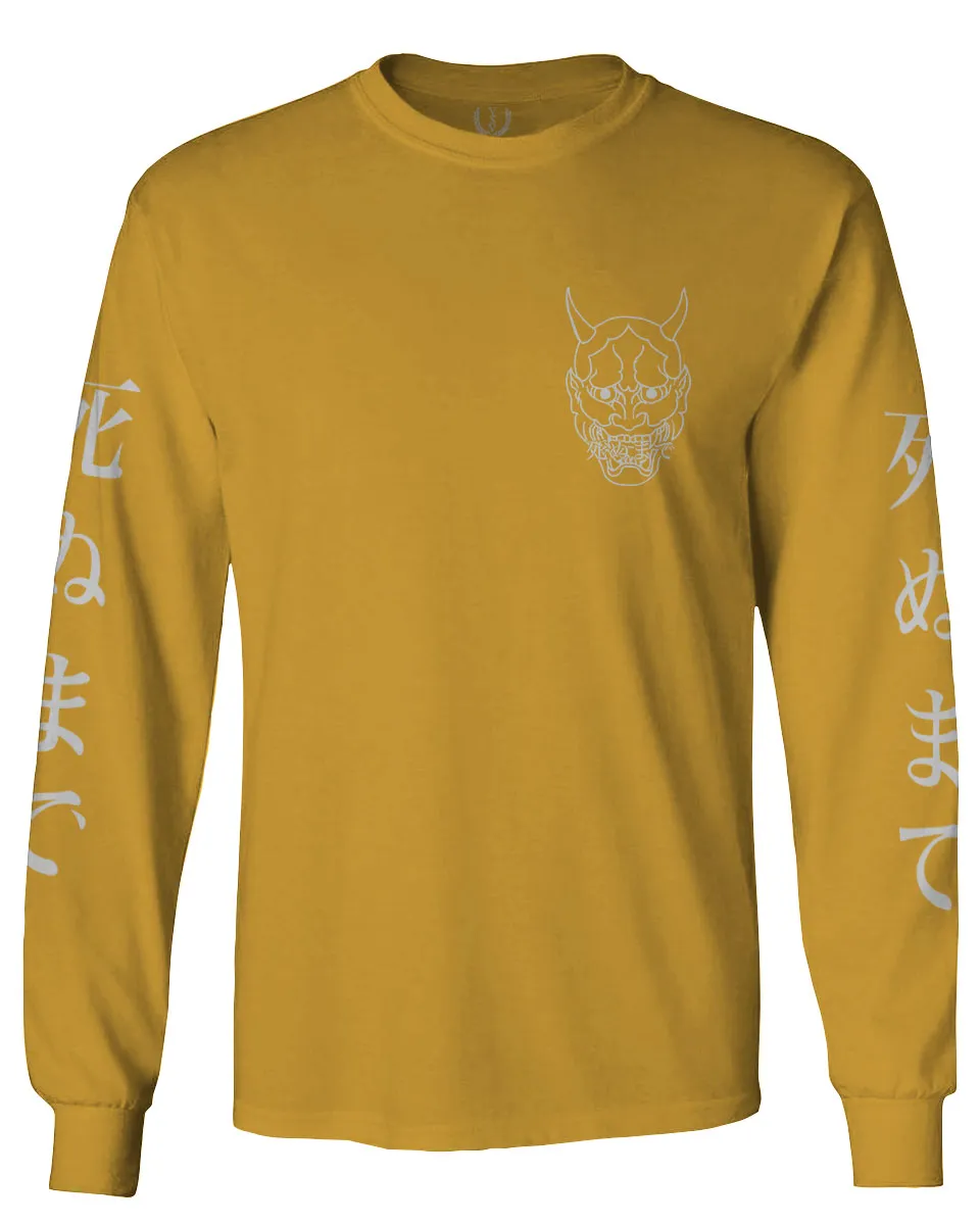 White Demon Hannya Graphic Traditional Japanese Till Death Vibes Anime mens Long sleeve t shirt