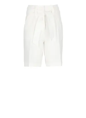 White Linen Bermuda Shorts