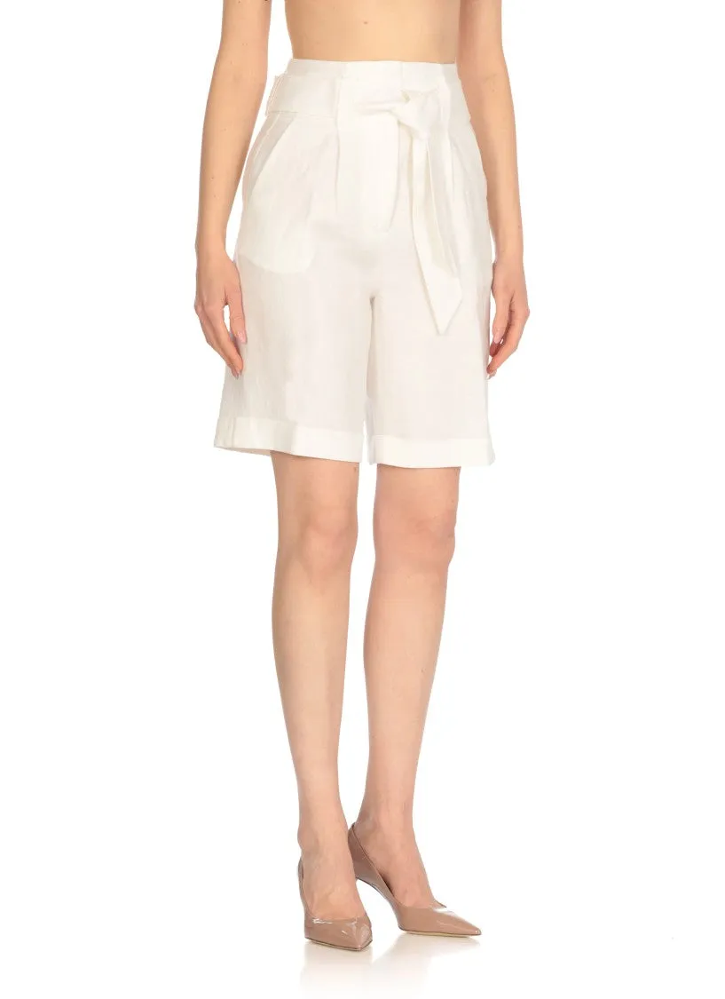 White Linen Bermuda Shorts