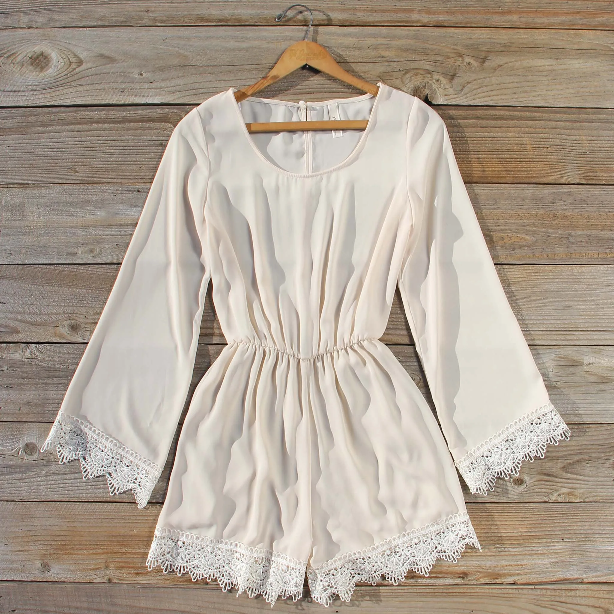 Wintertide Lace Romper in Cream