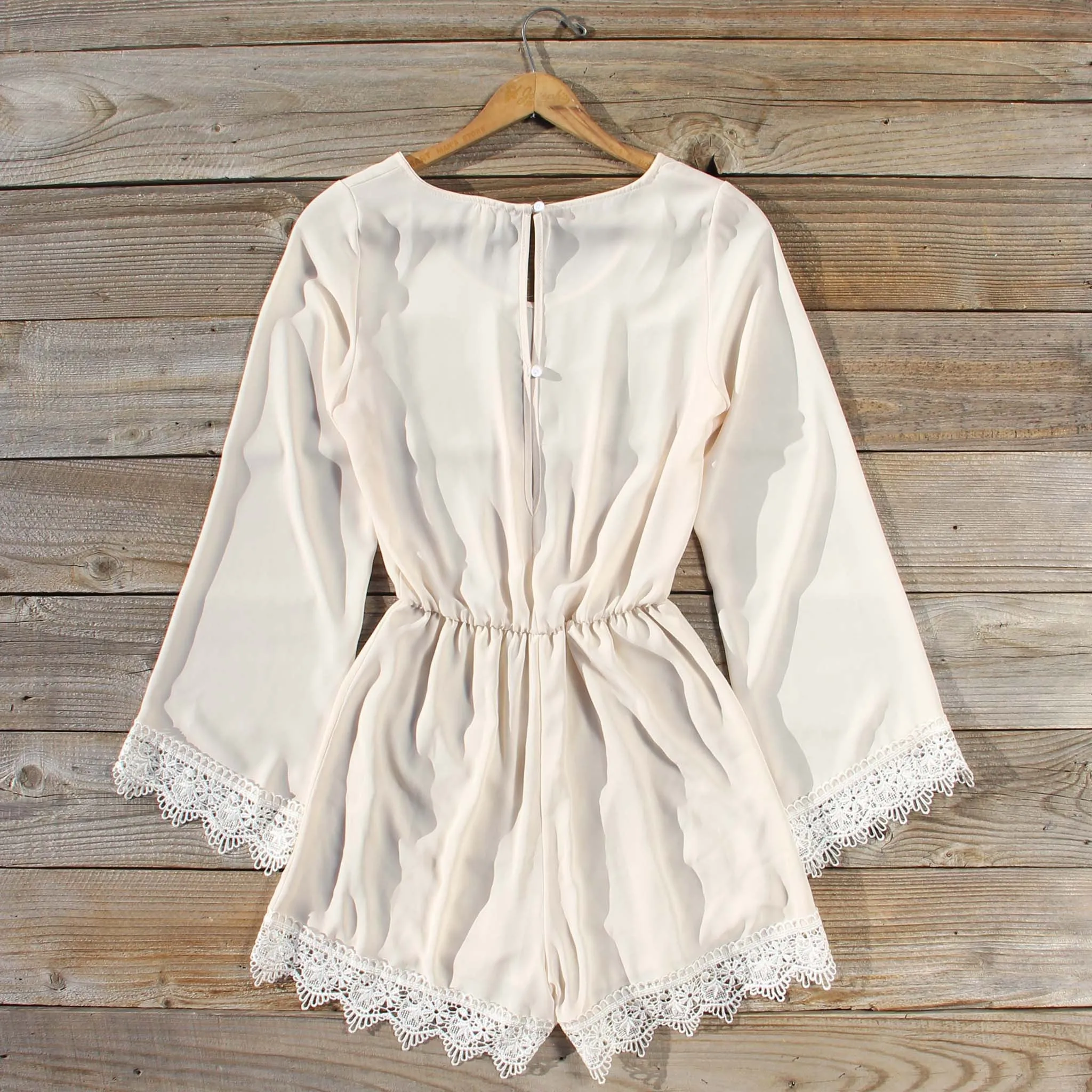 Wintertide Lace Romper in Cream