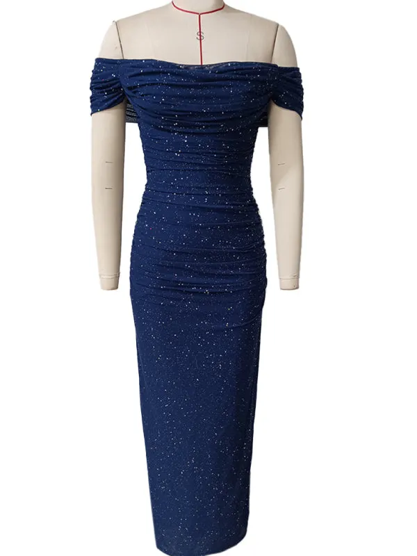 Women's Mesh one shoulder slim fit dress