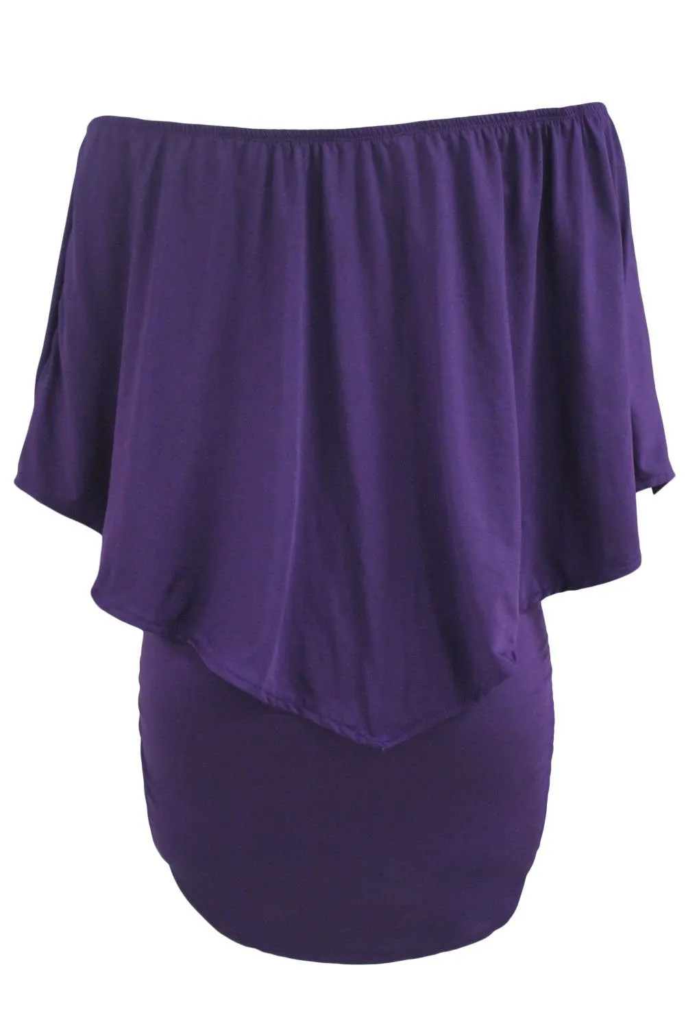 Women's Purple Off Shoulder Bandeau Ruffles Multiple Layered Plus Size Mini Dress