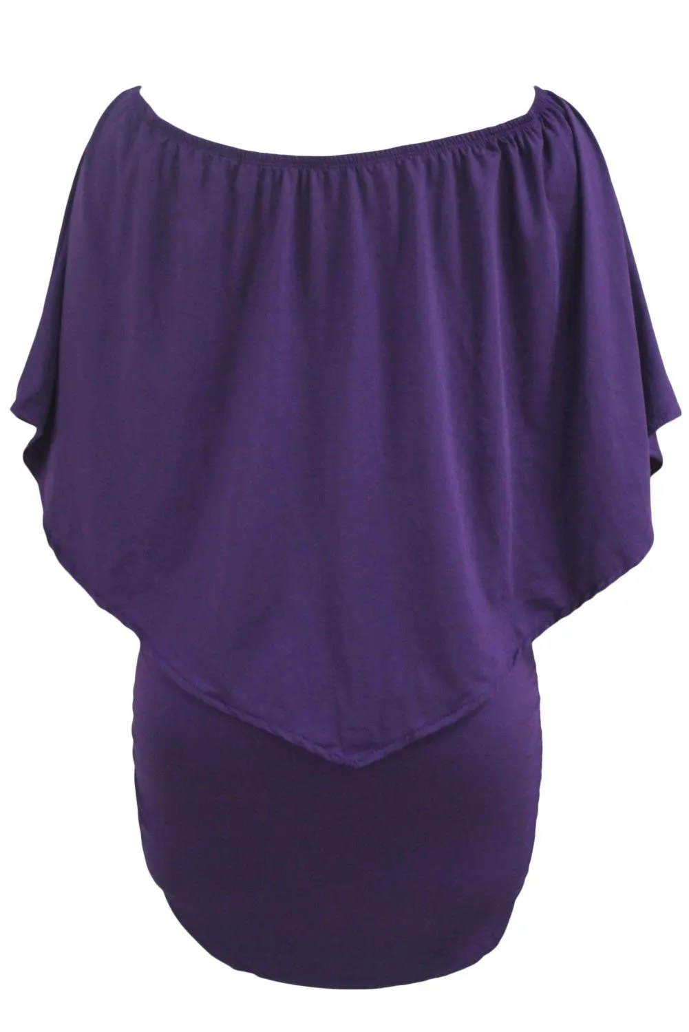 Women's Purple Off Shoulder Bandeau Ruffles Multiple Layered Plus Size Mini Dress