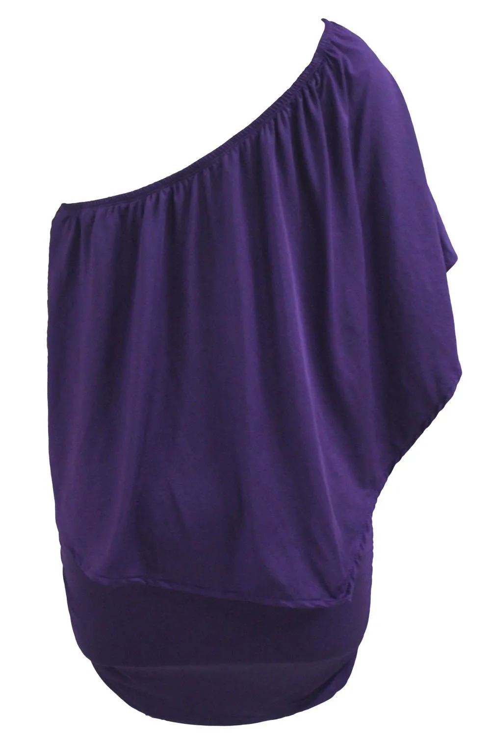 Women's Purple Off Shoulder Bandeau Ruffles Multiple Layered Plus Size Mini Dress