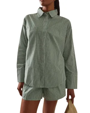 Womens Tallow Pin Stripe Cotton Shirt