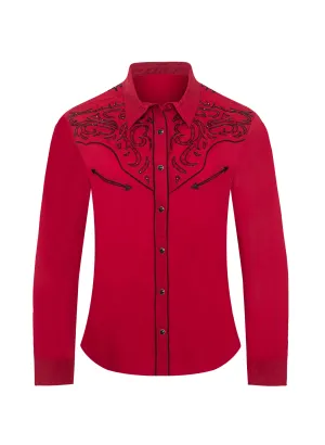 Women’s Western Embroidered diamond studded Shirts-LS500D-525