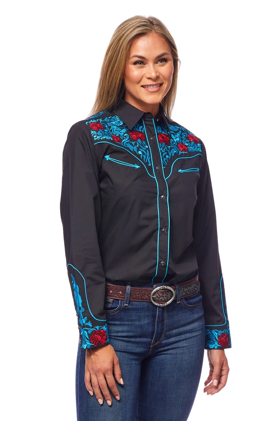Women’s Western Embroidered Shirts-LS500-514