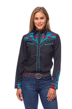 Women’s Western Embroidered Shirts-LS500-514