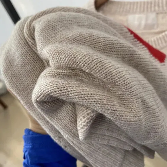 Wool Blend Alma Heart Jacquard Knit Jumper