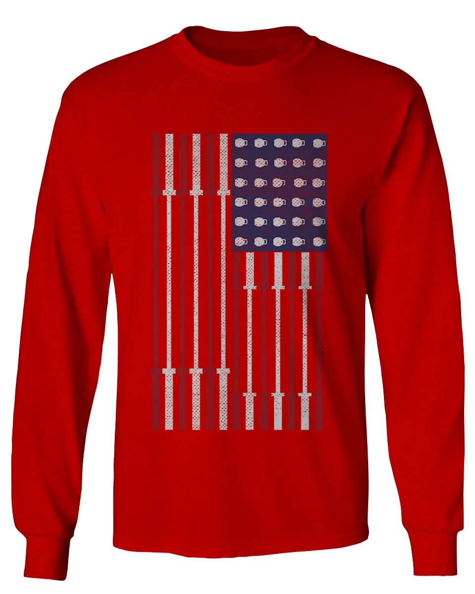Workout Fitness Bars America American Flags Gym Tough mens Long sleeve t shirt