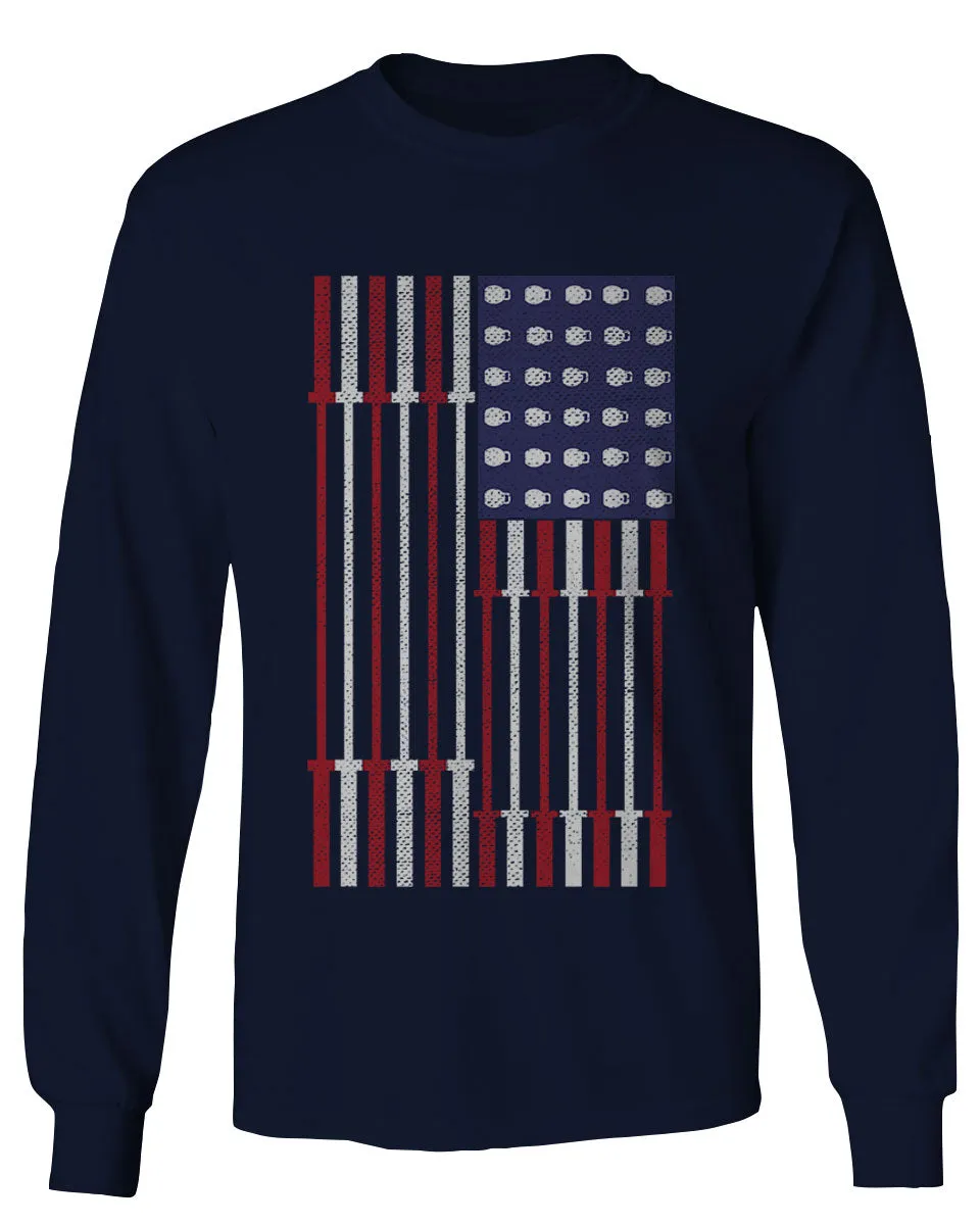 Workout Fitness Bars America American Flags Gym Tough mens Long sleeve t shirt