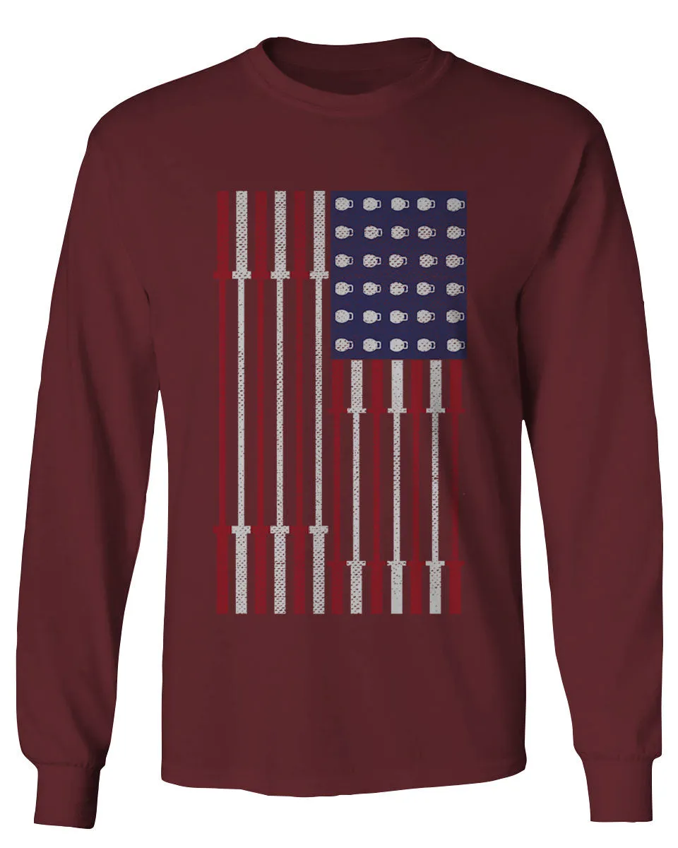 Workout Fitness Bars America American Flags Gym Tough mens Long sleeve t shirt