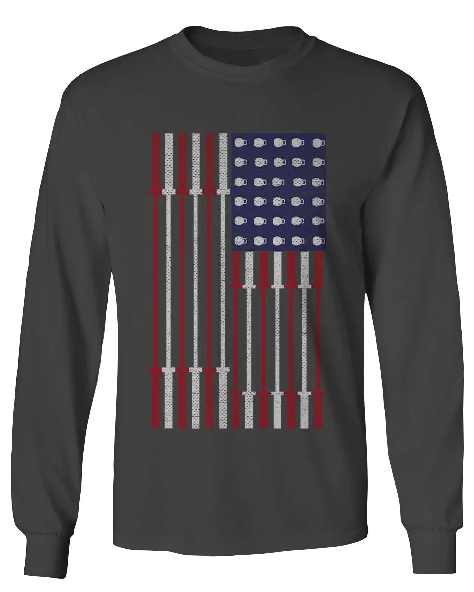 Workout Fitness Bars America American Flags Gym Tough mens Long sleeve t shirt