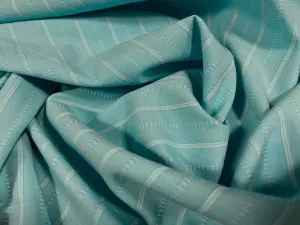 Woven stretch spandex raised pinstripe in a stripe fabric, per metre - turquoise