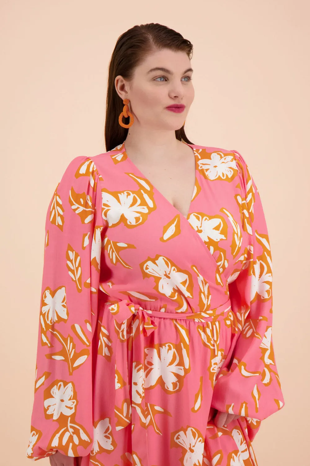 Wrap mini dress in candy floral