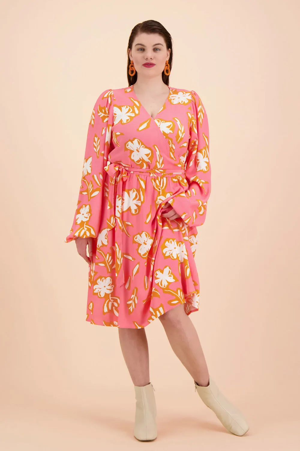 Wrap mini dress in candy floral